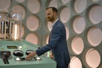 Mark Gatiss with the AAISAT TARDIS console (Credit: Samy Kacimi)