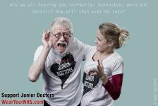 Sir John Hurt in Dame Vivienne Westwood designed Support Junior Doctors tshirt (Credit: Sarah Sheldrake)