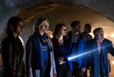 Resolution: Yaz (MANDIP GILL), The Doctor (JODIE WHITTAKER), Lin (CHARLOTTE RITCHIE), Mitch (NIKESH PATEL), Ryan (TOSIN COLE), Graham (BRADLEY WALSH) (Credit: BBC/Sophie Mutevelian)