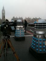 Filming on Westminster Bridge. Photo: Mark Gatiss