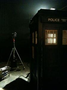 Outside the TARDIS (Credit: Mark Gatiss)