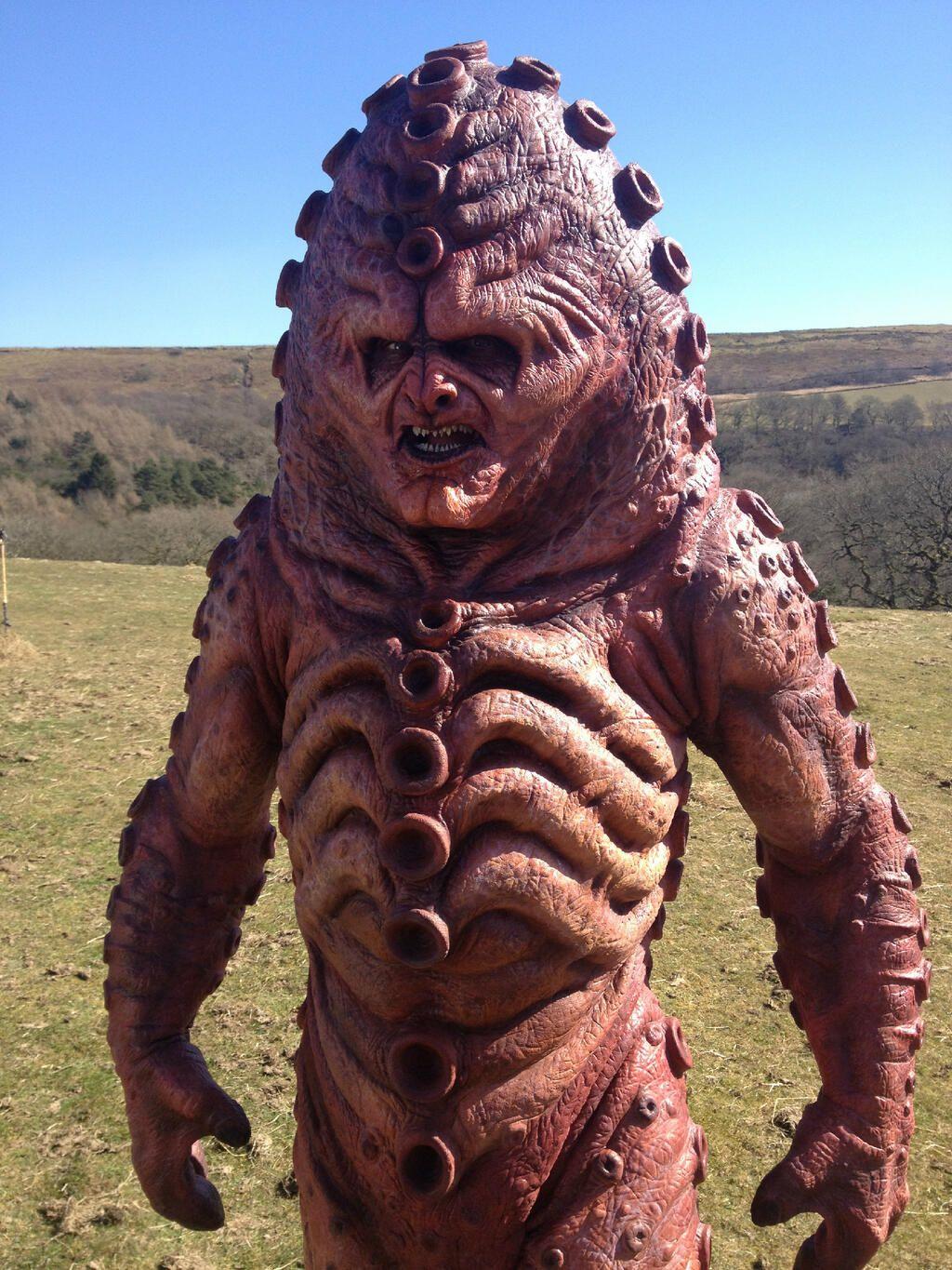 Zygon revealed at filming. (Credit: BBC)