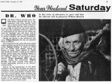 An Unearthly Child, BBC1, 23 Nov 1963 (Article) (Credit: Radio Times)