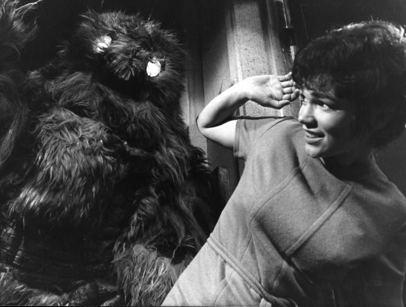 The Web of Fear - Anne menaced by a Yeti. (Credit: BBC Worldwide)