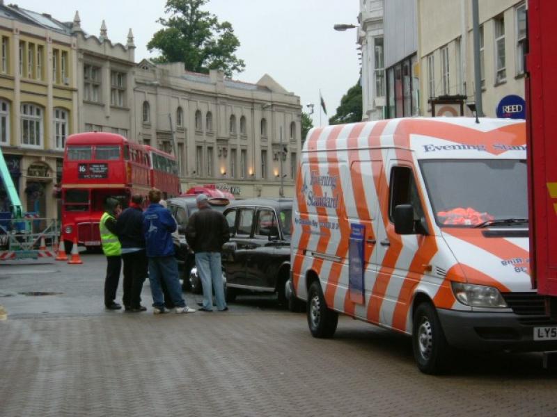 Filming at Queen's Arcade, 20 Jul 2004. Photo: Gareth Price