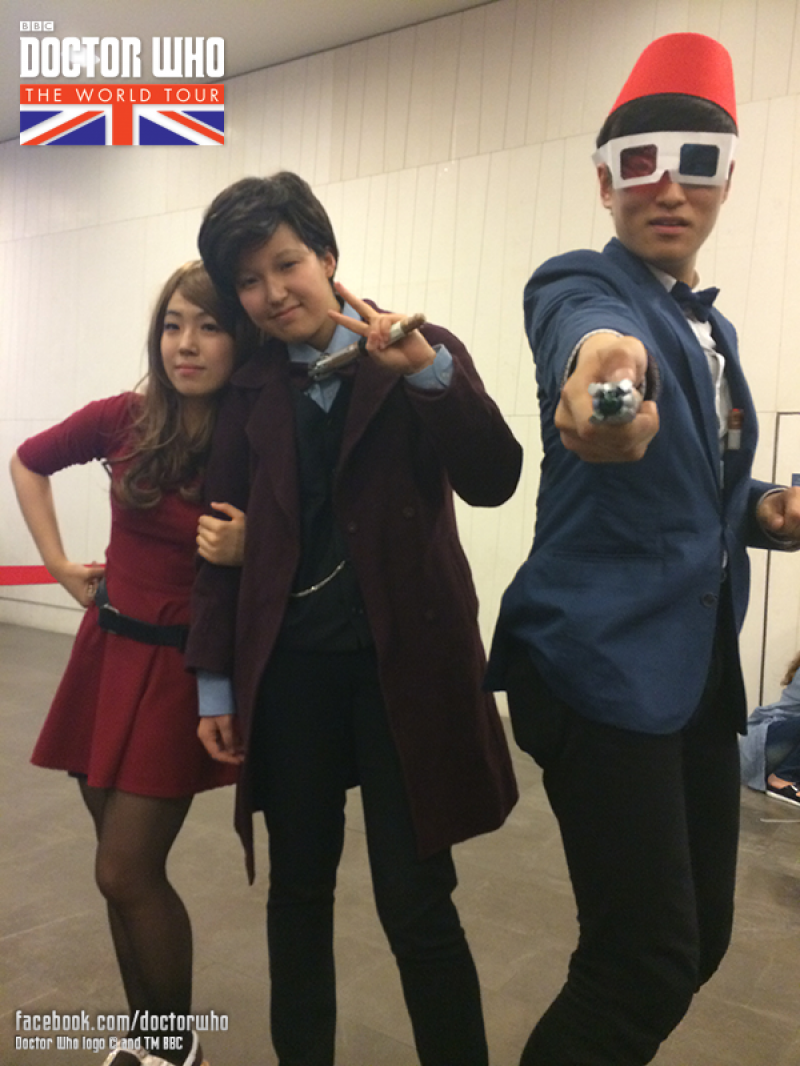 Clara meets the Eleventh and Tenth Doctors. Photo: BBC Worldwide