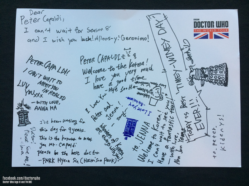 Fan messages welcoming Peter and Jenna to Seoul! Photo: BBC Worldwide
