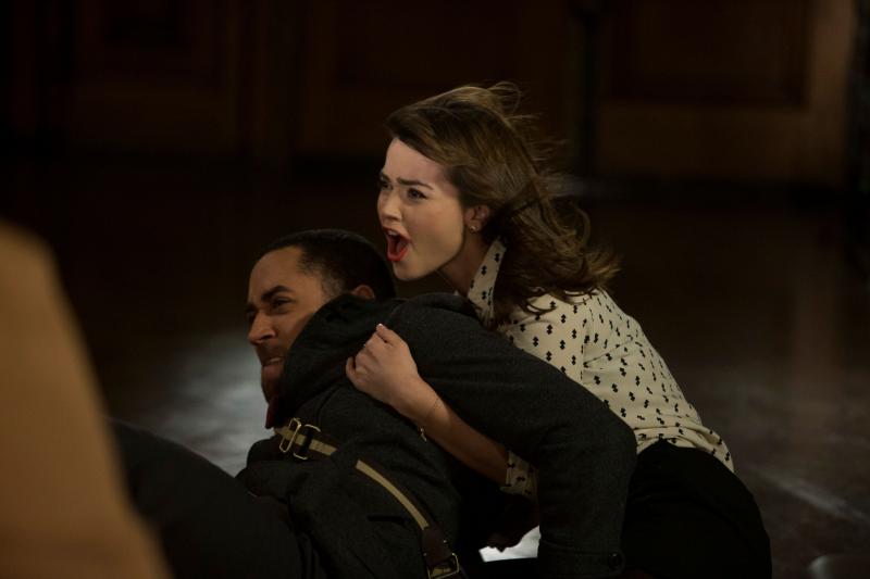 Clara (Jenna Coleman) and Danny Pink (Samuel Anderson)- The Caretaker. Photo: Adrian Rogers, BBC Worldwide 2014