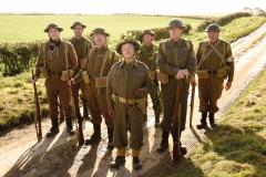 The main cast of the 2015 Dad's Army film - (left to right) Frank Pike (Blake Harrison), Walker (Daniel Mays), Jones (Tom Courtenay), George Mainwaring (Toby Jones), Arthur Wilson (Bill Nighy), Frazer (Bill Paterson), Godfrey (Michael Gambon) (Credit: Universal Pictures/PA Wire)