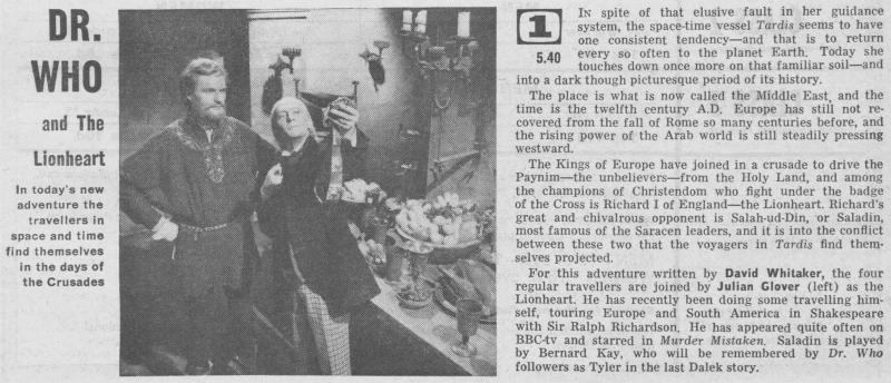 The Lion, BBC1, 27 March 1965 (Article) (Credit: Radio Times)
