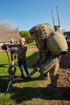 Chewing it over? Director Ed Bazalgette with friend (Credit: BBC/Simon Ridgway)