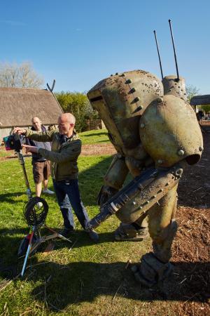 Chewing it over? Director Ed Bazalgette with friend (Credit: BBC/Simon Ridgway)