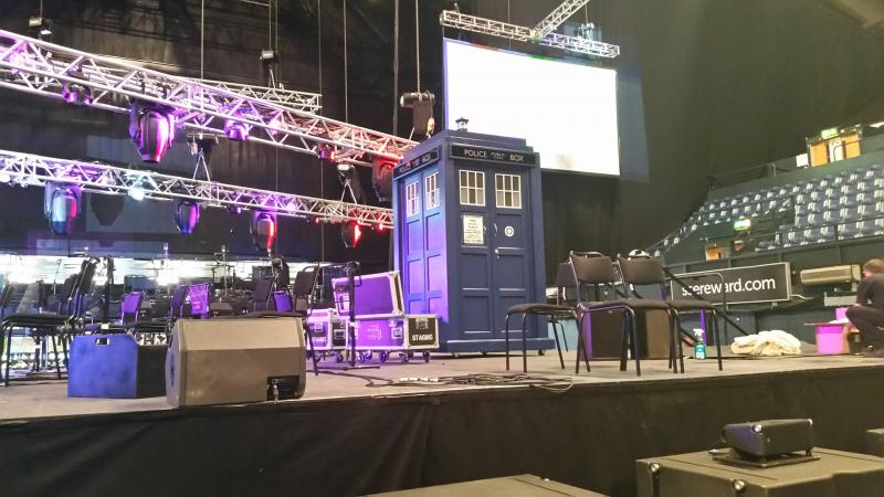 TARDIS prop being built for the Doctor Who Symphonic Spectacular in London (23/24 May 2015). Images: This Planet Earth/Simon Nash/Fred Harrison