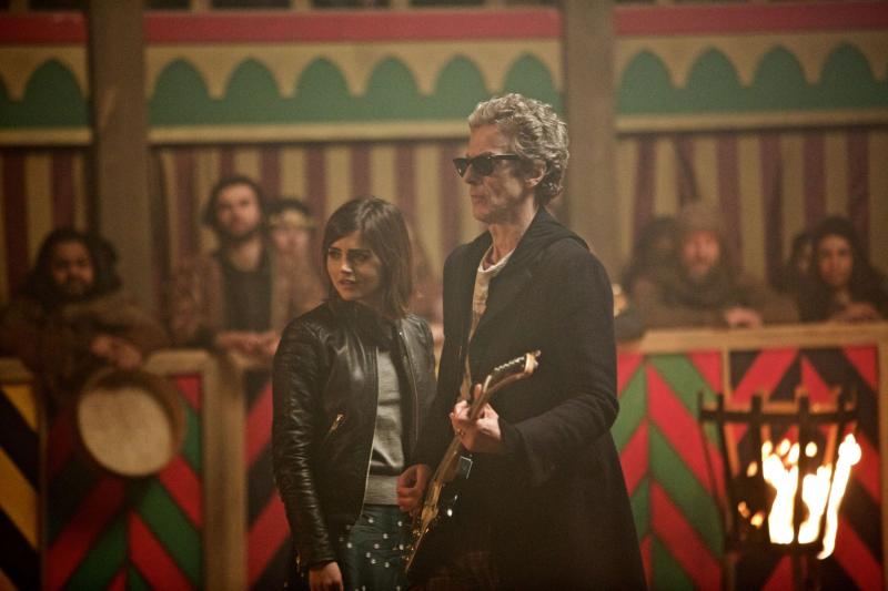 Peter Capaldi and Jenna Coleman as the Doctor and Clara in The Magician's Apprentice (Credit: BBC/Simon Ridgway)
