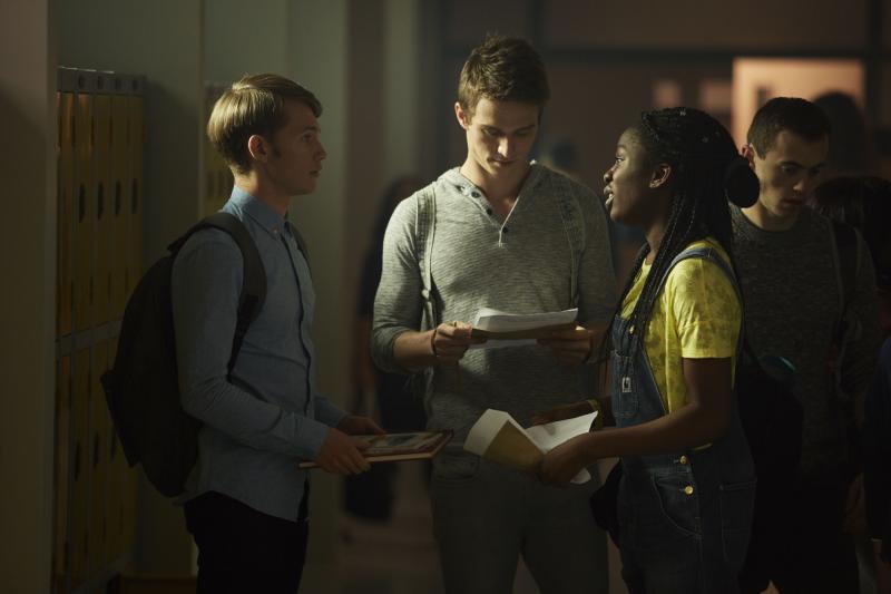 Class - Ep4 - Co-Owner Of A Lonely Heart - Charlie (GREG AUSTIN), Matteusz (JORDAN RENZO), Tanya (VIVIAN OPARAH) (Credit: BBC/Simon Ridgeway)