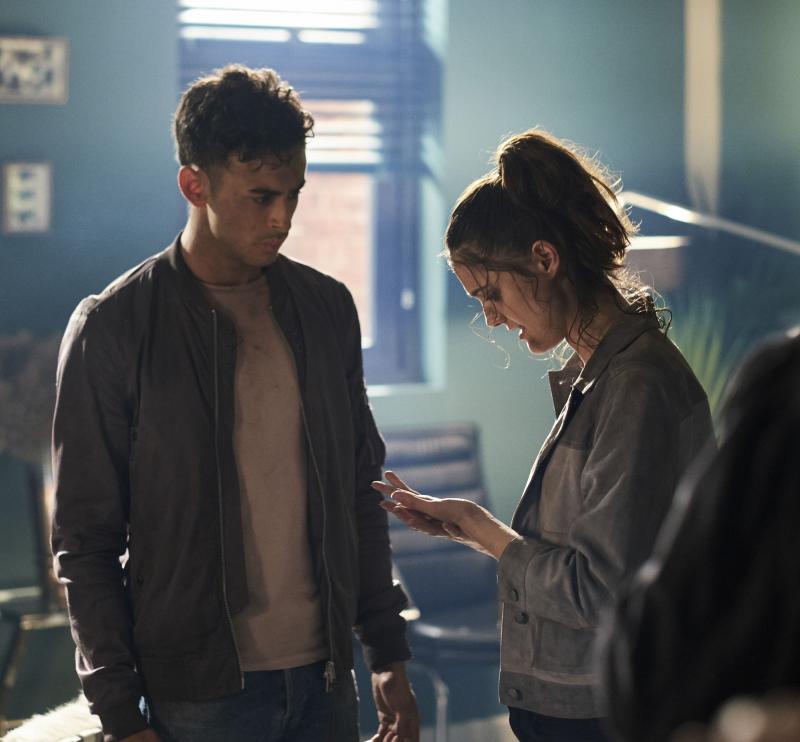 Class - Ep5 - Brave-ish Heart - Ram (FADY ELSAYED), April (SOPHIE HOPKINS) (Credit: BBC/Simon Ridgeway)