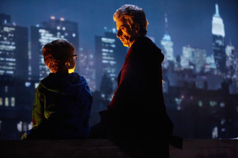 The Return of Doctor Mysterio  - Young Grant (LOGAN HOFFMAN), Doctor Who (PETER CAPALDI) (Credit: BBC)