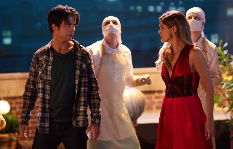 The Return of Doctor Mysterio  - Grant (JUSTIN CHATWIN), Lucy Fletcher (CHARITY WAKEFIELD) (Credit: BBC)