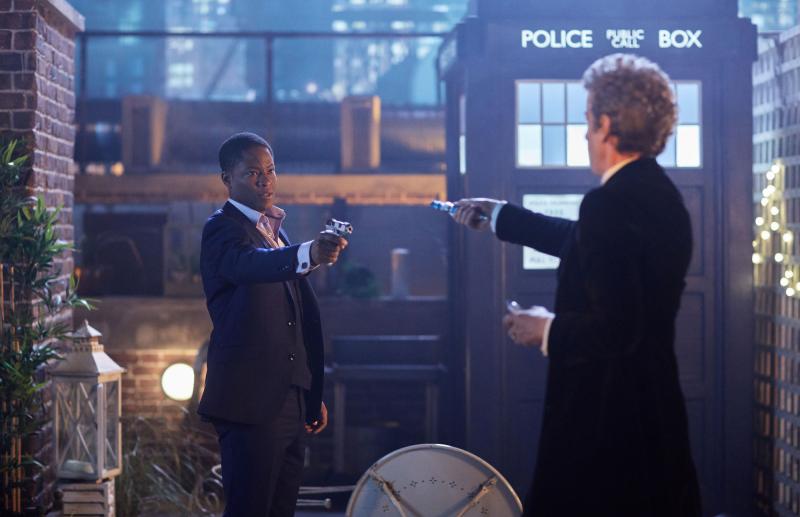 The Return of Doctor Mysterio  - Mr Brock (ADETOMIWA EDUN), Doctor Who (PETER CAPALDI) (Credit: BBC)