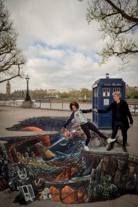 Peter Capaldi and Pearl Mackie at the South Bank promoting Series 10 (12 Apr 2017) (Credit: BBC/BBC Worldwide/3D Joe &amp; Max/Guy Levy)