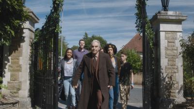 Knock Knock: Shireen (Mandeep Dhillon), Paul (Ben Presley), The Landlord (David Suchet), Bill (Pearl Mackie), Harry (Colin Ryan) (Credit: BBC/BBC Worldwide (screen grab))