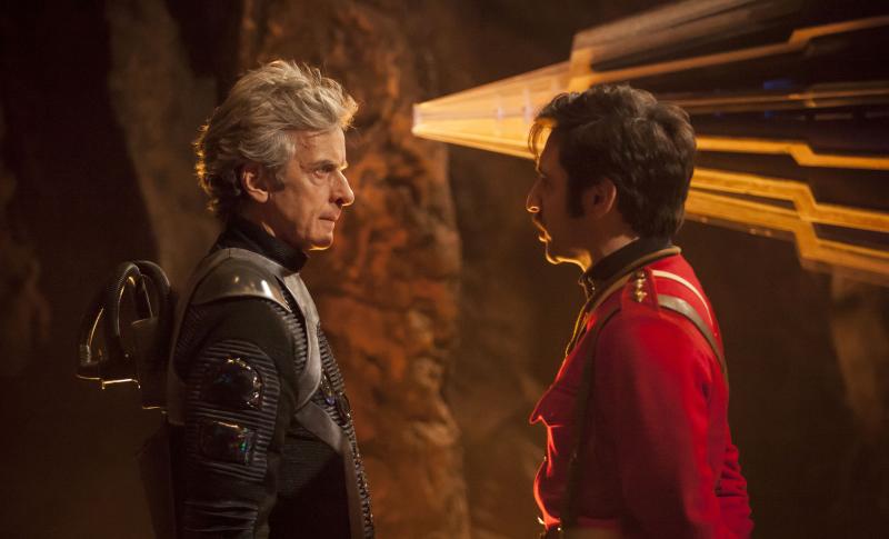 Empress of Mars: The Doctor (Peter Capaldi), Catchlove (Ferdinand Kingsley) (Credit: BBC/BBC Worldwide (Jon Hall))