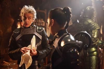 Empress of Mars: The Doctor (Peter Capaldi), Bill (Pearl Mackie), Friday (Richard Ashton) (Credit: BBC/BBC Worldwide (Simon Ridgway))