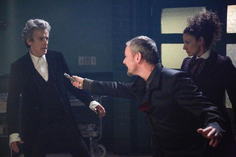 The Doctor Falls : The Doctor (Peter Capaldi), The Master (John Simm), Missy (Michelle Gomez) (Credit: BBC/BBC Worldwide (Simon Ridgway))