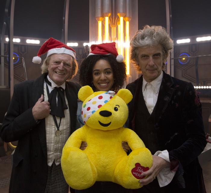 Children in Need 2017 - Peter Capaldi, Pearl Mackie and David Bradley (Credit: BBC/Simon Ridgway)