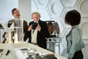 Twice Upon a Time: The Captain (Mark Gatiss), The First Doctor (David Bradley), Bill (Pearl Mackie) (Credit: BBC/BBC Worldwide (Simon Ridgway))