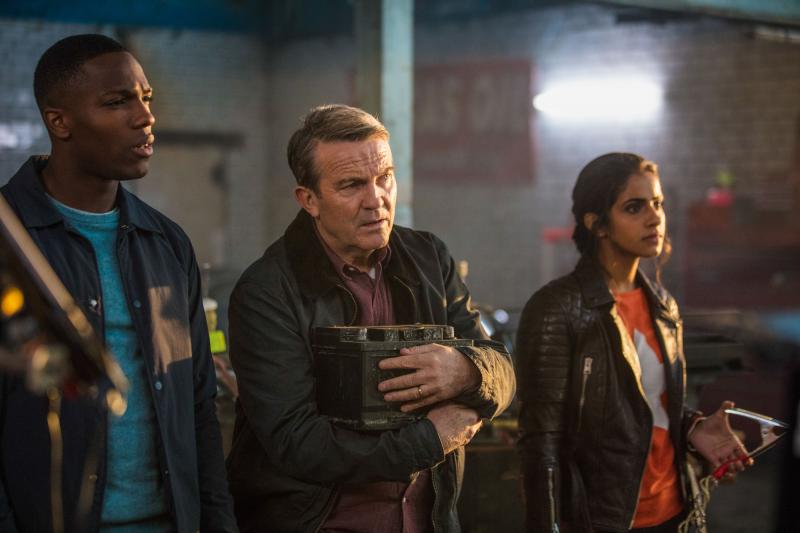 The Woman Who Fell to Earth: Ryan (Tosin Cole), Graham (Bradley Walsh), Yaz (Mandip Gill) (Credit: BBC/BBC Worldwide (Ben Blackall))