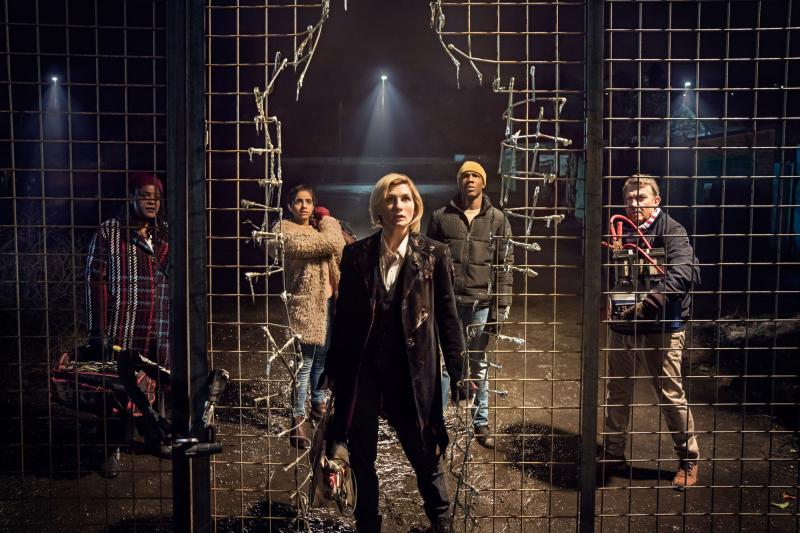 The Woman Who Fell to Earth: Grace (Sharon D Clarke), Yaz (Mandip Gill), The Doctor (Jodie Whittaker), Ryan (Tosin Cole), Graham (Bradley Walsh) (Credit: BBC/BBC Worldwide (Ben Blackall))