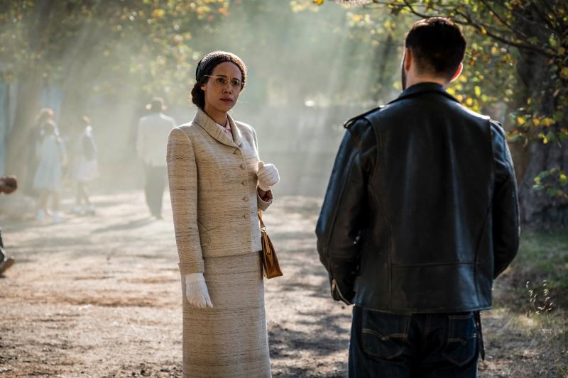 Rosa: Rosa Parks (Vinette Robinson), Krasko (Josh Bowman) (Credit: BBC Studios (Coco Van Oppens))
