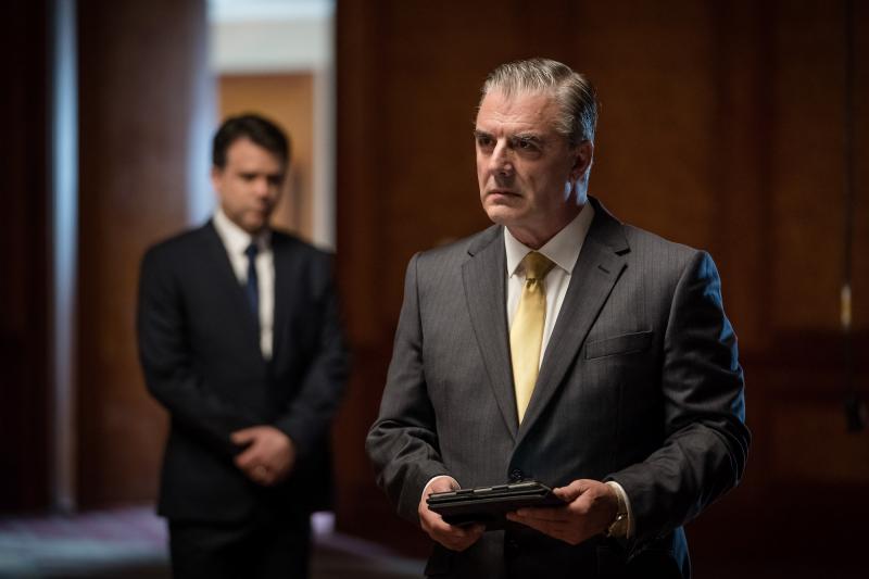  Arachnids In The UK: Kevin (William Meredith), Robertson (Chris Noth) (Credit: BBC Studios (Ben Blackall))