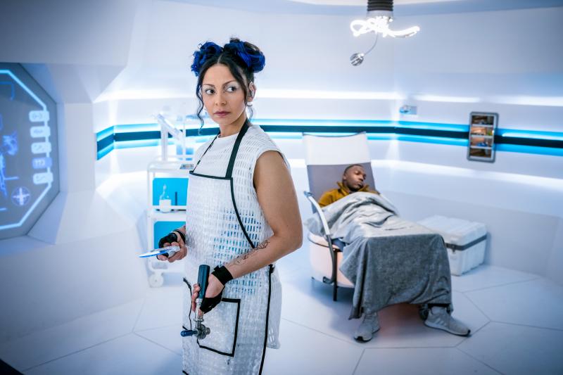 The Tsuranga Conundrum: Mabil (Lois Chimimba), Ryan (Tosin Cole) (Credit: BBC Studios (Ben Blackall))