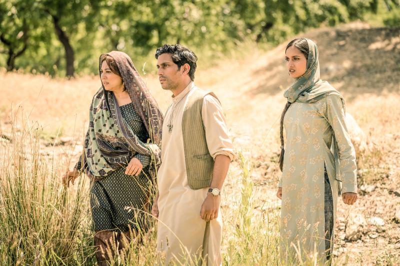 Demons Of The Punjab: Hasna (Shaheen Khan), Prem (Shane Zaza), Umbreen (Amita Suman) (Credit: BBC Studios (Ben Blackall))