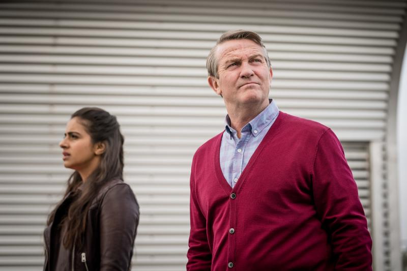 Kerblam!: Yaz (Mandip Gill), Graham (Bradley Walsh) (Credit: BBC Studios (Ben Blackall))