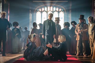 Spyfall: Ada Lovelace (Sylvie Briggs), Charles Babbage (Mark Dexter), The Doctor (Jodie Whittaker) (Credit: BBC Studios (Ben Blackall))