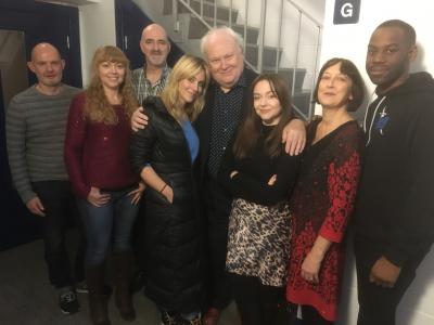 Cry of the Vultriss, with writer Darren Jones, Jo Burke, Nicholas Briggs, Miranda Raison, Colin Baker, Lisa Greenwood, Caroline Lawrie, Daniel Norford (Credit: Big Finish)