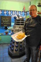 Marc Stonham with his Dalek in Helston. Photo: Falmouth Packet