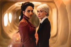 Rani (Archie Panjabi) Mrs Flood (Anita Dobson (Credit: BBC Studios (James Pardon))