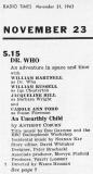 An Unearthly Child, BBC1, 23 Nov 1963 (Credit: Radio Times)