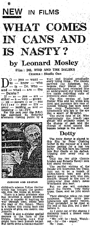 Dr Who And The Daleks review (Express, 23 Jun 1965) (Credit: Express)