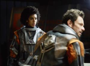 Oxygen: Bill (Pearl Mackie), Tasker (Justin Salinger) (Credit: BBC/BBC Worldwide (Simon Ridgway))