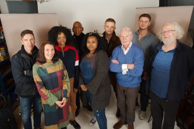 Hearts of Darkness: Paul McGann, Lisa McMullin, Amanda Shodeko, Colin McFarlane, Luyanda Unati Lewis-Nyawo, Henry Nott, Derek Jacobi, Scott Handcock, Toby Hrycek-Robinson (Credit: Big Finish)