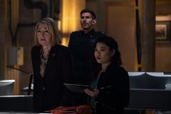 The War Between the Land and the Sea: Kate Lethbridge Stewart (JEMMA REDGRAVE), Colonel Ibrahim (ALEXANDER DEVIANT) &amp;amp;amp; Min Tso (MEI MAC) (Credit: BBC Studios (Samuel Dore))